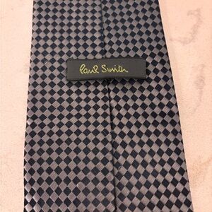 Paul Smith Silk Charcoal and Slate Checkered Tie BNT